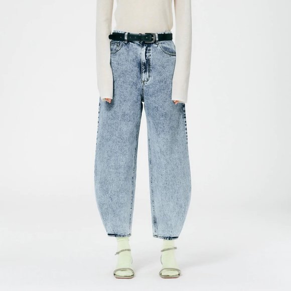 Tibi Acid Wash Denim High Waisted Barrel Jeans - Picture 2 of 7